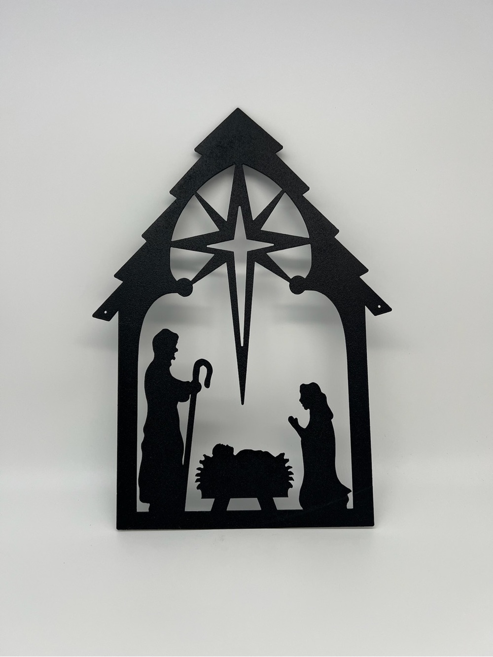 Redline Steel Laser Cut Metal Wall Art Decorative Black Metal Nativity Scene